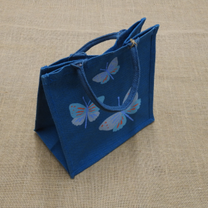 A jute bag with butterfly design