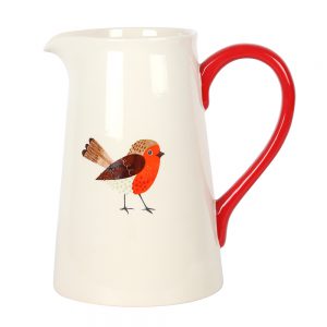 winter robin flower jug large 24cm
