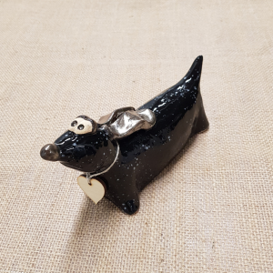 Black ceramic dachshund