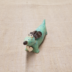 Ceramic dachshund light green