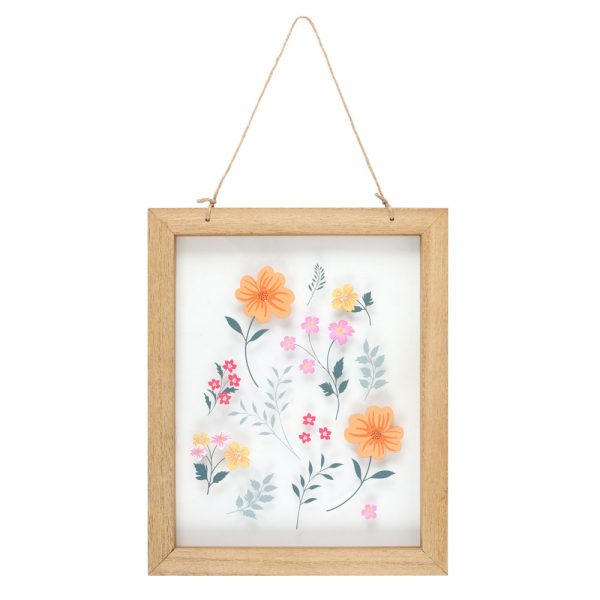 Glass Frame Wall Hanging Botanical Design