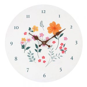 An elegant yet simple wall clock with floral design