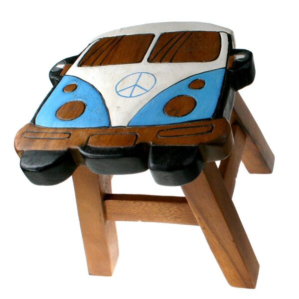 Children's Stool Blue Camper Van