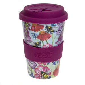 Rice Husk Travel Cup Flowers and Bees