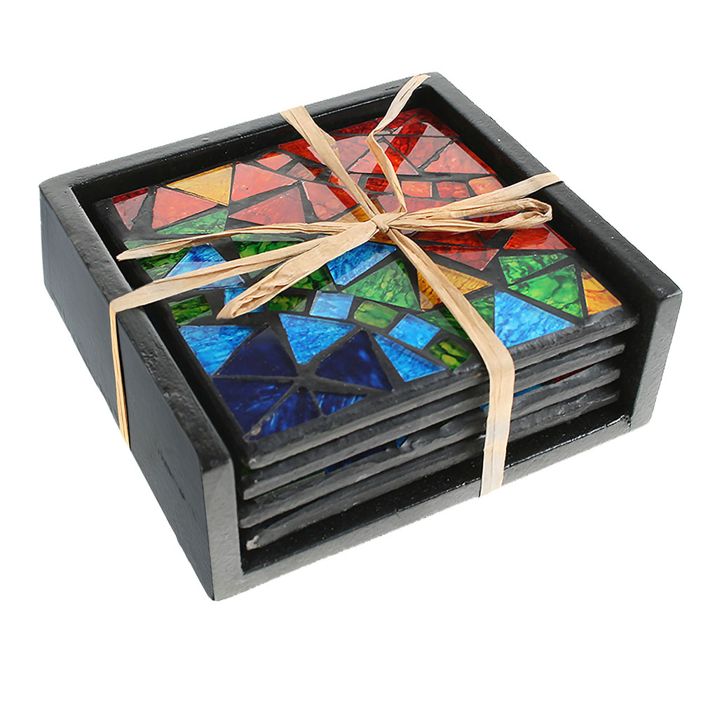 Rainbow Mosaic coaster set