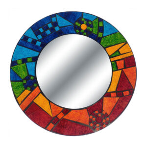 Round Rainbow Mosaic Mirror 40cm Diameter