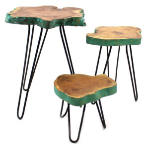 Set of 3 Gamal Wood Plant Stands - Greenwash