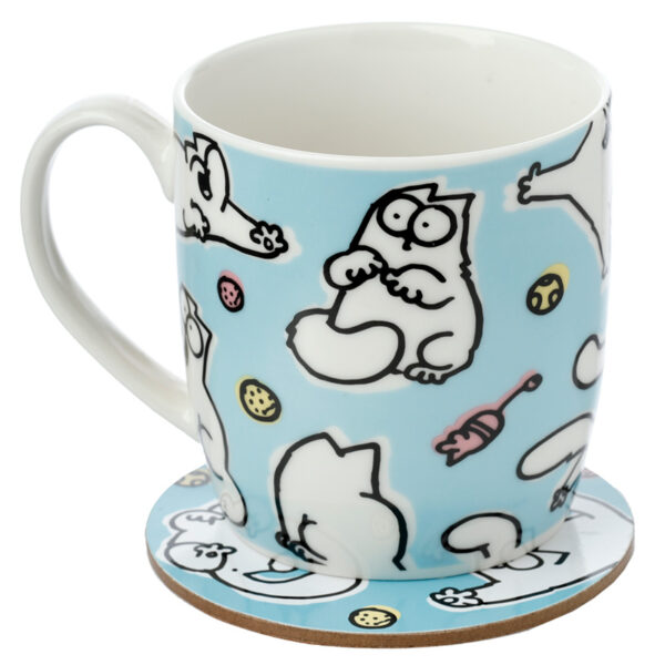 Simon's Cat Mug and Coaster Blue