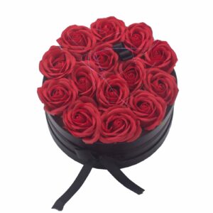 Soap Flower Round Gift Bouquet for Valentine's Day - 14 Red Roses